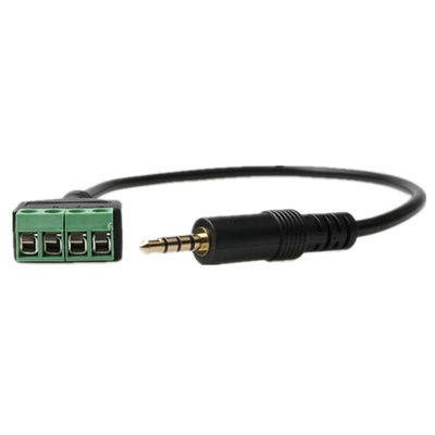 tomada masculina audio do fones de ouvido 4-Pole estereofônico de 3.5mm para parafusar terminais para obstruir o cabo da expansão de adaptador