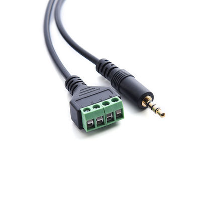 tomada masculina audio do fones de ouvido 4-Pole estereofônico de 3.5mm para parafusar terminais para obstruir o cabo da expansão de adaptador