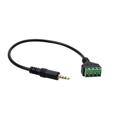 tomada masculina audio do fones de ouvido 4-Pole estereofônico de 3.5mm para parafusar terminais para obstruir o cabo da expansão de adaptador