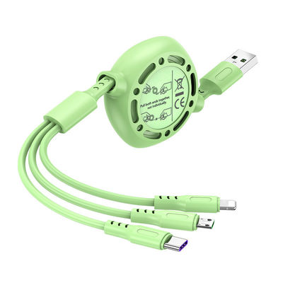 O tipo rápido dados de USB da carga do cabo 5A de C carrega o cabo líquido 20cm - 100cm Extractable do silicone