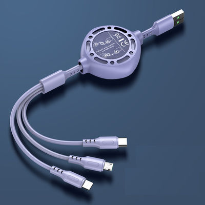 O tipo rápido dados de USB da carga do cabo 5A de C carrega o cabo líquido 20cm - 100cm Extractable do silicone