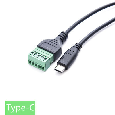 Tipo-c 3,1 cabo fêmea 30cm da expansão de adaptador dos terminais de parafuso do pino de Jack To 5 do homem de USB