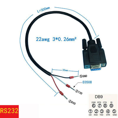 Porto de série secundário da terra do conector RS232 RXD TXD de DB9 D ao cabo de Exapansion de 3 terminais do pino