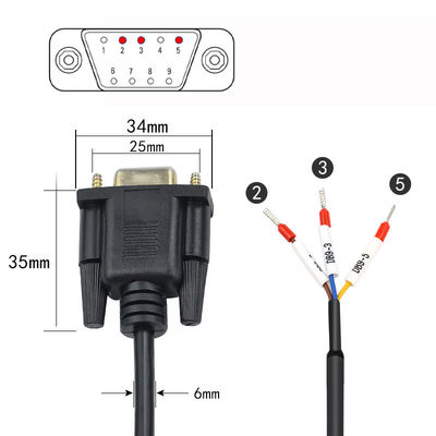 Porto de série secundário da terra do conector RS232 RXD TXD de DB9 D ao cabo de Exapansion de 3 terminais do pino
