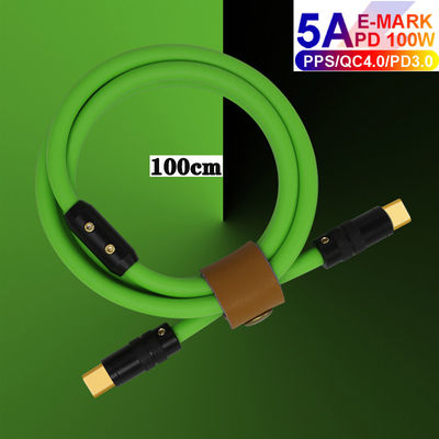 o tipo paládio 100W de 6mm O.D USB 3,1 do cabo da carga de C que carrega para portáteis marca telefones espertos