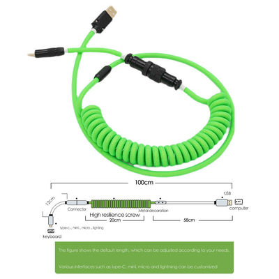 O tipo secional carregamento de C USB cabografa o teclado que mecânico os dados enrolados destacáveis carregam o jogo de cabo