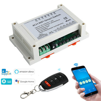 Interruptor esperto do relé de WiFi RF do telefone celular de 4 maneiras com controle de Alexa Google Home Voice Remote das Amazonas