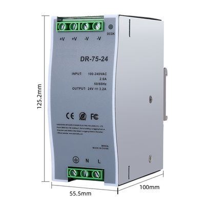 Fonte de alimentação do modo do interruptor do trilho do ruído da saída da C.C. de DR-75-24 75W 24V 3.2A