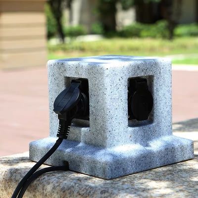 Plástico de polietileno de mármore da imitação exterior da tomada de soquetes da corrente elétrica do gramado da Em-terra do jardim
