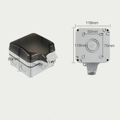 Caixa de interruptor plástica de carregamento exterior IP66 de Polos do soquete fixado na parede da tomada de poder Wheatherproof
