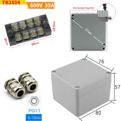 600V 35A Teminal obstrui com a caixa de junção de alumínio fundida selada 86*76*57mm do projeto do exemplo do cerco