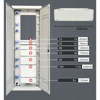 Conector do ST do SC LC de ODF FC unidade do quadro de distribuição da fibra ótica da montagem em rack de 19 polegadas que desliza a gaveta 1U 2U 3U