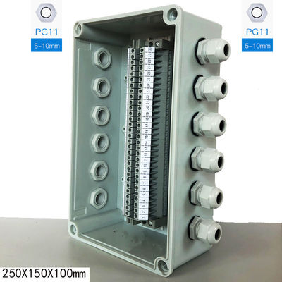 Caixa de junção elétrica 250*150*200mm da canalização do cerco com blocos de terminais do trilho do ruído de UK2.5B