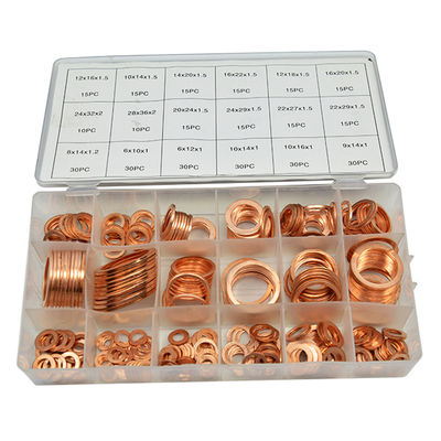 350pcs 18 faz sob medida o jogo liso de cobre métrico IMPA813080 de Ring Washer Gaskets Assortment Set