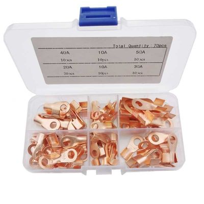 Alicate da ferramenta de friso do frisador e cobre aberto Ring Lug Terminals Assortment Set OT 10A do tambor 70pcs a 50A