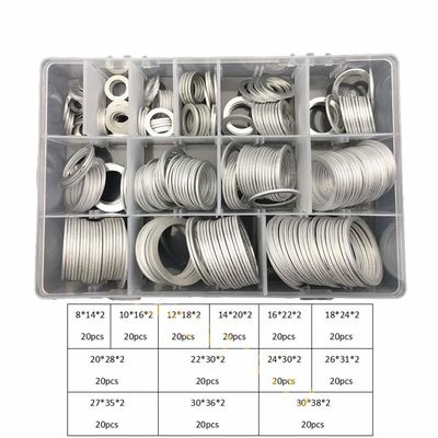 260pcs 13 faz sob medida o jogo liso de alumínio métrico da variedade das gaxetas de Ring Oil Drain Plug Washers