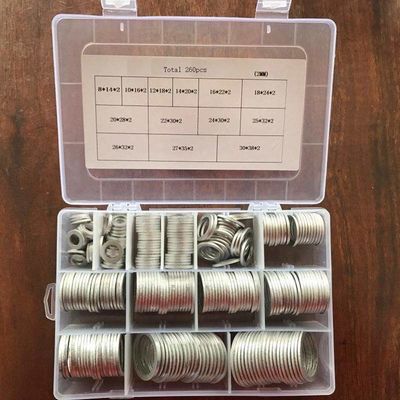 260pcs 13 faz sob medida o jogo liso de alumínio métrico da variedade das gaxetas de Ring Oil Drain Plug Washers