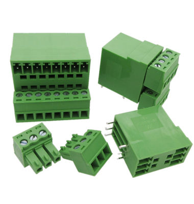 Conectores PCB de fileira dupla de passo de 3,81 mm Pluggable Screw Terminal Blocks Plug + Angle Pin Header