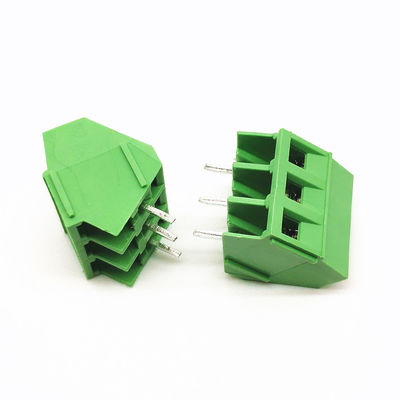 5.0mm Pitch PCB Soldagem Conectores de montagem de parafuso Blocos terminais 45° Entrada lateral