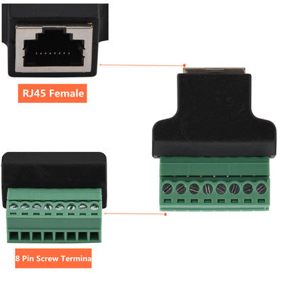 RJ45 Jack fêmea 8P8C a 8 Pin Screw Terminal Block Adapter para a solução do CCTV Vedio