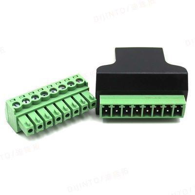 RJ45 Jack fêmea 8P8C a 8 Pin Screw Terminal Block Adapter para a solução do CCTV Vedio