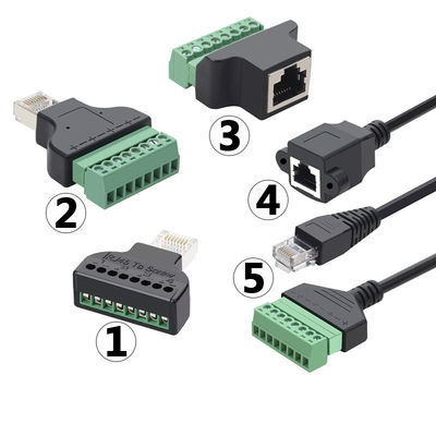RJ45 Jack fêmea 8P8C a 8 Pin Screw Terminal Block Adapter para a solução do CCTV Vedio