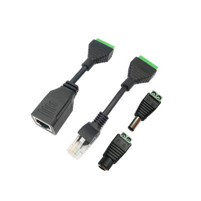 Tomada fêmea da alimentação de DC de Jack da rede do cabo RJ45 do ponto de entrada ao adaptador dos terminais de parafuso para a câmera do monitor