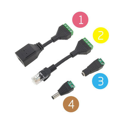Tomada fêmea da alimentação de DC de Jack da rede do cabo RJ45 do ponto de entrada ao adaptador dos terminais de parafuso para a câmera do monitor