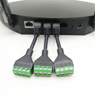 Tomada fêmea da alimentação de DC de Jack da rede do cabo RJ45 do ponto de entrada ao adaptador dos terminais de parafuso para a câmera do monitor