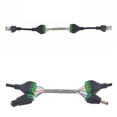 Tomada fêmea da alimentação de DC de Jack da rede do cabo RJ45 do ponto de entrada ao adaptador dos terminais de parafuso para a câmera do monitor