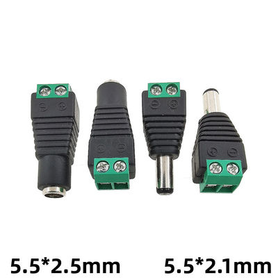 adaptador masculino da alimentação de DC de 5.5mm x de 2.1mm Jack para luzes de tira do diodo emissor de luz da câmera do CCTV