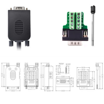 Conectores da porta de série do Pin RS232 do sub 9 de DB9 D ao adaptador dos blocos de terminais com alojamento