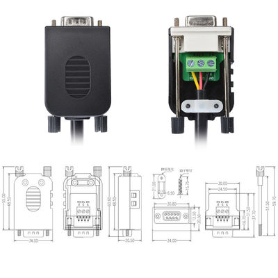 D Sub DB9 (2 3 5) RS232 Conectores de porta serial para blocos de terminais de 3 pinos Adaptador