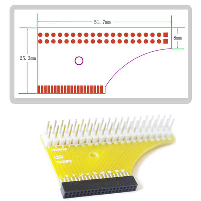 fêmea dupla da fileira do pino de 1.27mm 2 x 20 ao conversor da placa do PWB de Pin Headers Adapter do homem de 2,54 milímetros