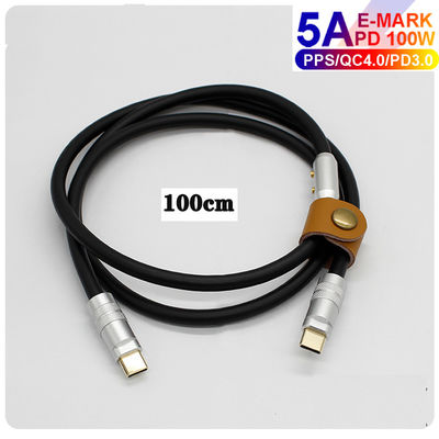 o tipo paládio 100W de 6mm O.D USB 3,1 do cabo da carga de C que carrega para portáteis marca telefones espertos