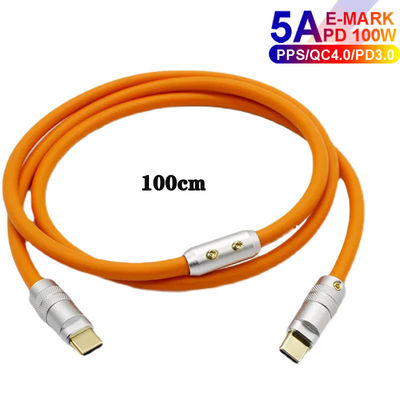 o tipo paládio 100W de 6mm O.D USB 3,1 do cabo da carga de C que carrega para portáteis marca telefones espertos