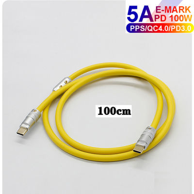 o tipo paládio 100W de 6mm O.D USB 3,1 do cabo da carga de C que carrega para portáteis marca telefones espertos