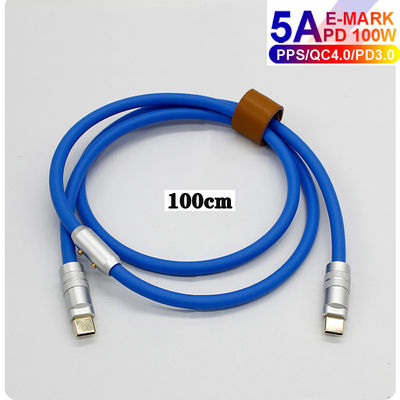 o tipo paládio 100W de 6mm O.D USB 3,1 do cabo da carga de C que carrega para portáteis marca telefones espertos