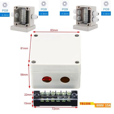 Iluminando o cerco elétrico da distribuição da caixa de junção 83*81*56mm da fiação do cabo impermeável com conectores
