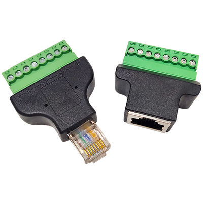 RJ45 Jack fêmea 8P8C a 8 Pin Screw Terminal Block Adapter para a solução do CCTV Vedio