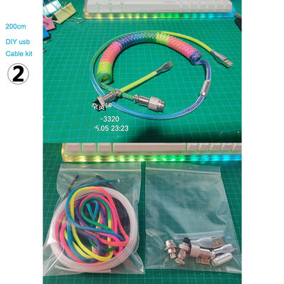 Conector audio enrolado mecânico do cabo do teclado que acopla o tipo-c cabo de USB do arco-íris