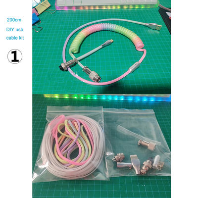 Conector audio enrolado mecânico do cabo do teclado que acopla o tipo-c cabo de USB do arco-íris