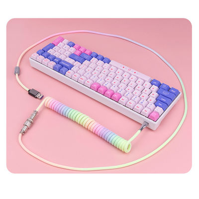 Conector audio enrolado mecânico do cabo do teclado que acopla o tipo-c cabo de USB do arco-íris