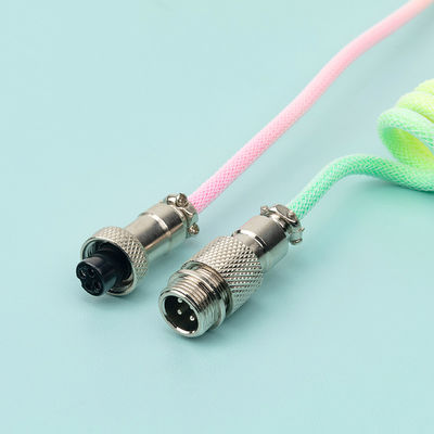 Conector audio enrolado mecânico do cabo do teclado que acopla o tipo-c cabo de USB do arco-íris
