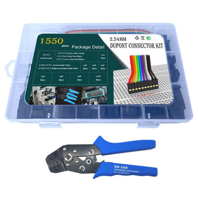 variedade dos conectores de 1550pcs Du Pont 2.54mm com o jogo do alicate do frisador da ferramenta de friso