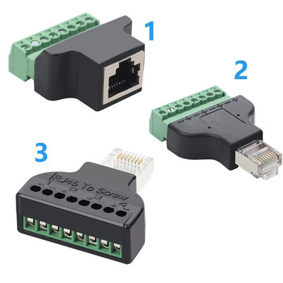 RJ45 homem 8P8C a 8 Pin Screw Terminal Block Adapter para a solução video do CCTV