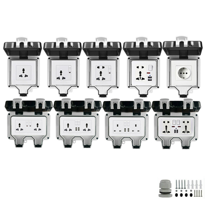 Caixa de interruptor plástica de carregamento exterior IP66 de Polos do soquete fixado na parede da tomada de poder Wheatherproof