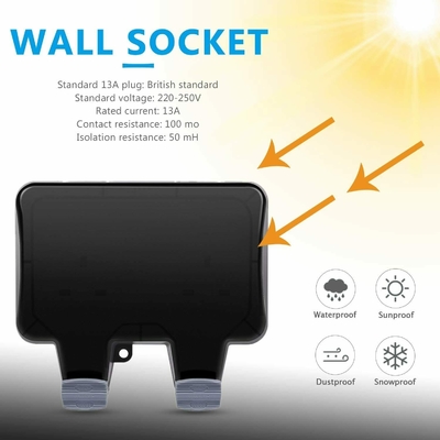 Caixa de interruptor plástica de carregamento exterior IP66 de Polos do soquete fixado na parede da tomada de poder Wheatherproof