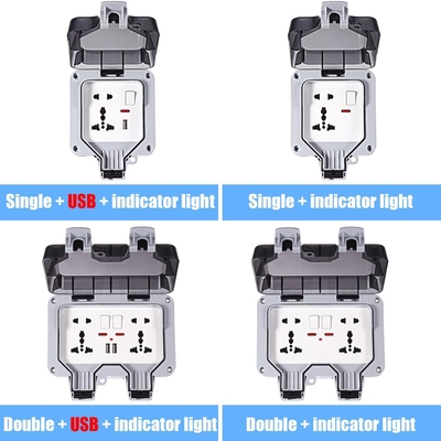 Caixa de interruptor plástica de carregamento exterior IP66 de Polos do soquete fixado na parede da tomada de poder Wheatherproof