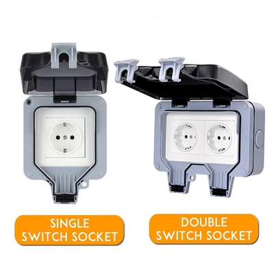 Caixa de interruptor plástica de carregamento exterior IP66 de Polos do soquete fixado na parede da tomada de poder Wheatherproof